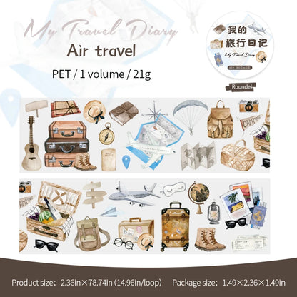 60mm*2m 1pc PET Travel supplies Tape Creativity Scrapbooking Junk Journal Creative Stationery DIY Deco Stickers School Supplies
