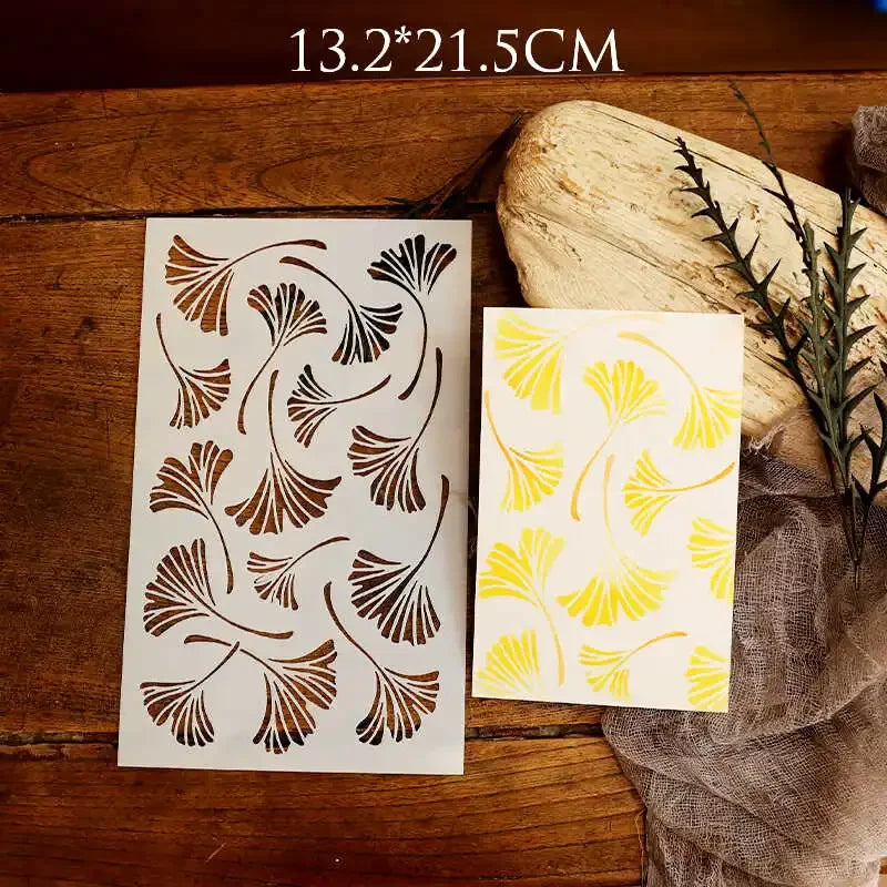 JIANWU Vintage Hollow Plant Flower Material Carved Plastic Plate Stencils Creative DIY Junk Journal Student Supplies Stationery