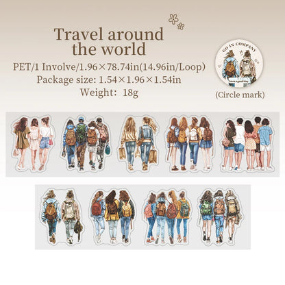 JIANQI 50mm*2m Die cutting PET Character Tapes 38cm Cycle DIY Scrapbooking Decor Junk Journal Collage Stationery Craft Tapes
