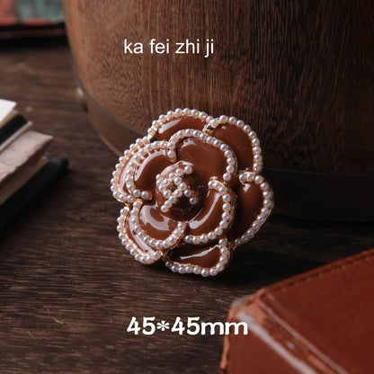 JIANWU Camellia Beauty Series Vintage Pearl Flower Landscaping Material Metal Clip Creative DIY Journal Stationery
