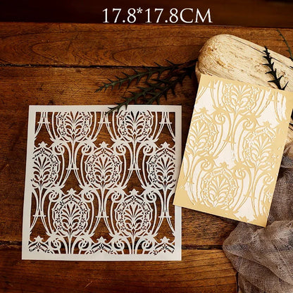 JIANWU Vintage Hollow Plant Flower Material Carved Plastic Plate Stencils Creative DIY Junk Journal Student Supplies Stationery