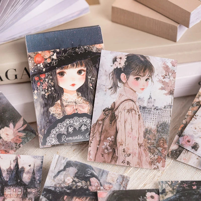 JIANQI 50 pcs Romantic girl Stickers book Old Adhesive Diy Scrapbooking Diary Album accessories Diy junk journal supplies