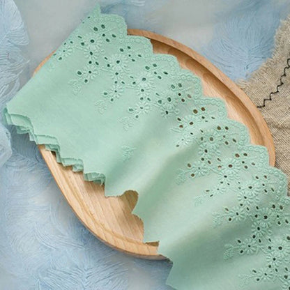 1Yard Multi-Color Flower Hollow Cotton Cloth Embroidery Lace Trim Fabric For Dress Curtain Bed Cuffs  Handmade Sewing Crafts