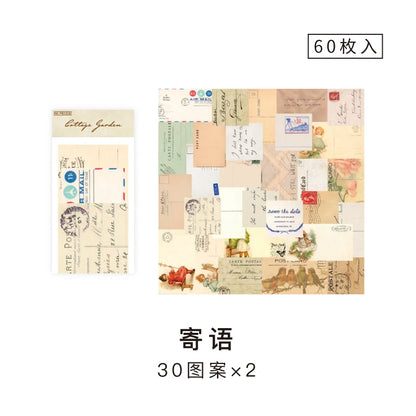 JIANQI 60 Sheets Vintage Collage Scrapbooking Journal Material paper Card Making DIY Retro Source Paper Creative Memo Stationery