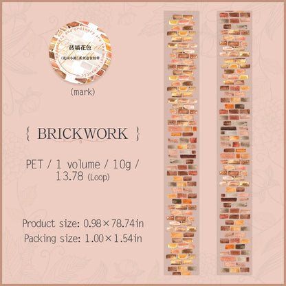 JIANQI 25mm*2m PET Tapes Garden Path DIY Scrapbooking Decor Photo Album Collage Junk Journal Materials Aesthetics Stickers