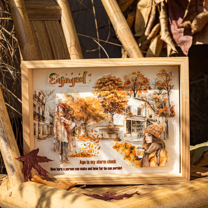 JIANQI 25pcs/pack Autumn Landscape Stickers PET Materials DIY Scrapbooking Art Collage Stationery Planner Decor Diary Sticker