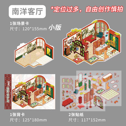 Large size Beautiful house Cabin Scene DIY Sticker Highly Playable Sticker Stacking Pasting Festival Birthday Gift for Kid Child