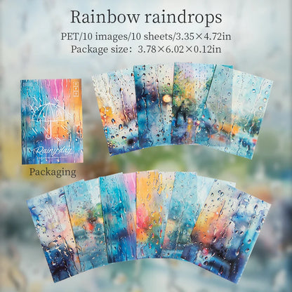 JIANQI 10pcs/pack Rainy season landscape PET Stickers Junk Journal Creative Stationery DIY Deco Stickers Scrapbooking Supplies