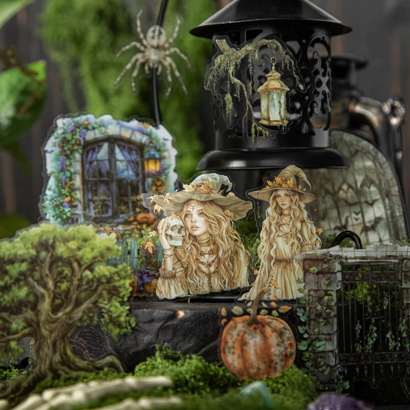 JIANQI 25 pcs Enchanted Forest Series PET material Decorative sticker Diary Album Scrapbooking material Junk Journal Supplies