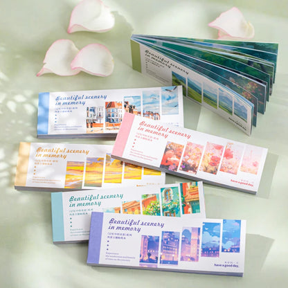 JIANQI 30pcs Beautiful scenery Stickers Long strip landscape Decor handmade Scrapbooking Material Diary Album Craft Supplies
