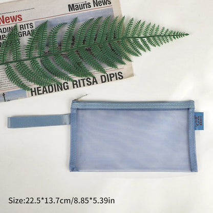JIANWU Morandi Color Translucent Test Paper Storage Bag Mesh Pencil Case Creative Journal Material Student Supplies Stationery