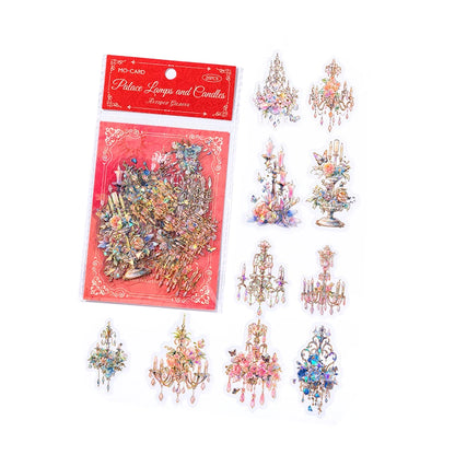 JIANQI 20pcs/pack Twinkle PET Stickers Gold Foil DIY Scrapbooking Planner Collage Stationery Aesthetics Decor Flower Stickers