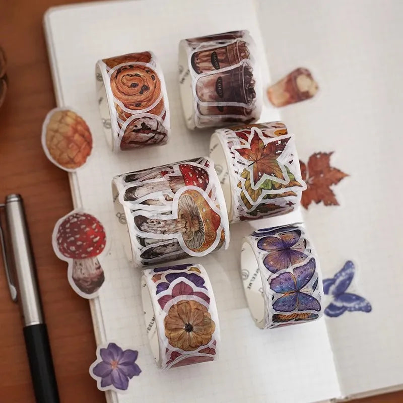 100 sheets Beautiful season Material Stickers Scrapbooking Junk Journal Creative Stationery DIY Deco Stickers School Supplies