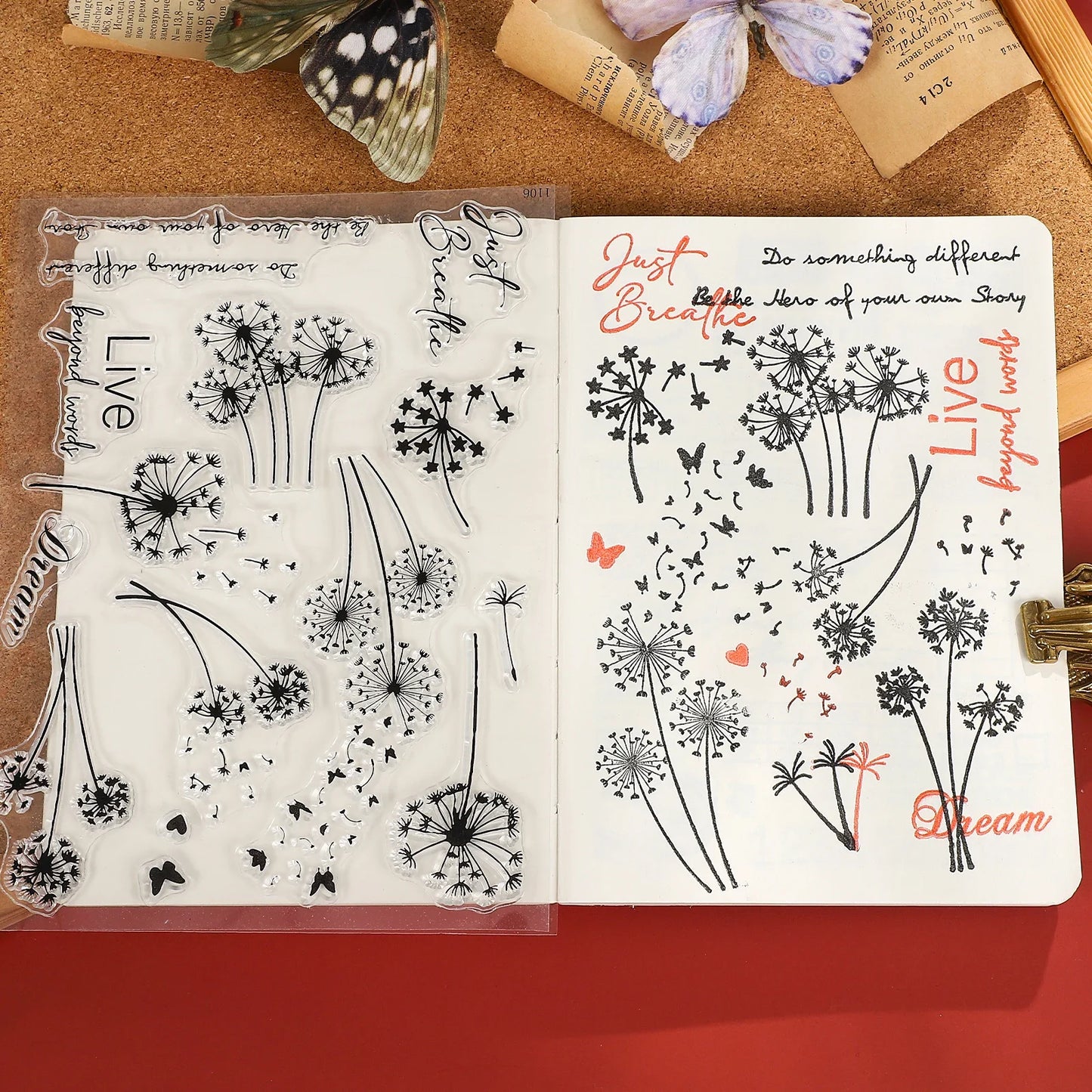 JIANWU Vintage Tree Plant Flower Butterfly Label Bill Landscape Material Collage Silicone Stamp Creative DIY Journal Stationery
