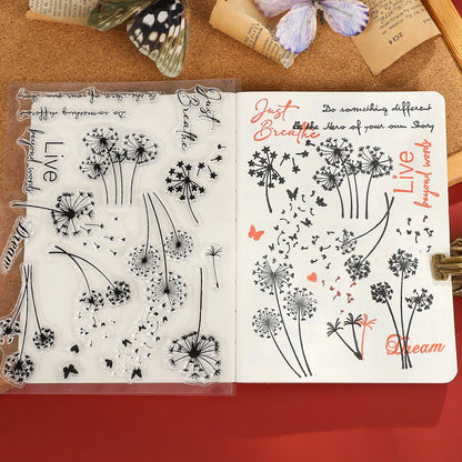 JIANWU Vintage Tree Plant Flower Butterfly Label Bill Landscape Material Collage Silicone Stamp Creative DIY Journal Stationery