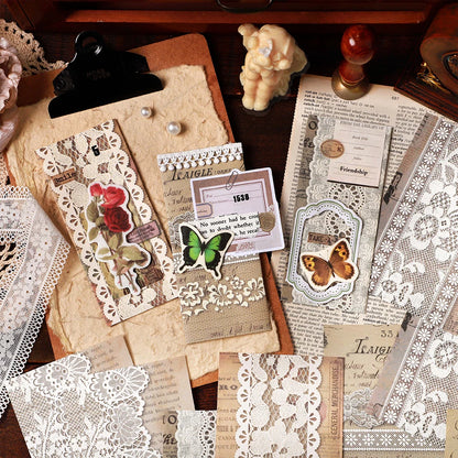 30 pcs/pack Lace lace material paper Diy Diary Album Decorative Literature Art Scrapbooking material junk journal supplies