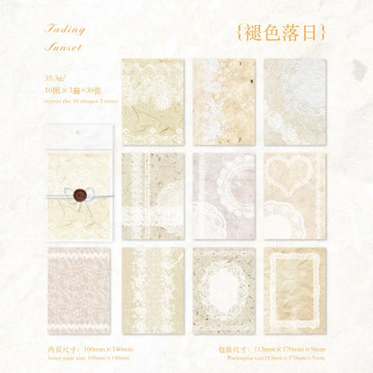 JIANQI 30pcs Vintage Material paper Lace paper Scrapbook Materials DIY Photo Album Collage Journal Creative Stationery supplies