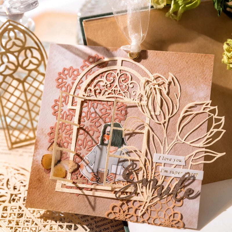 10 pcs INS lace material paper Hollowed butterfly Flowers Decorative Scrapbooking Diary Album hand made Collage Background paper