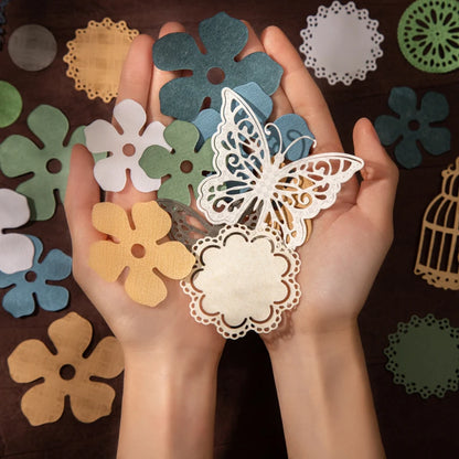 JIANQI 50 pcs Scrapbook Set Stickers and Decorative paper mixture Diy Scrapbooking Diary Album Collage material Craft Supplies