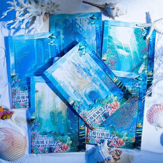 JIANQI 5 pcs Large size Background Stickers Ocean Scenery Decor Scrapbooking Diary Album Collage material junk journal supplies