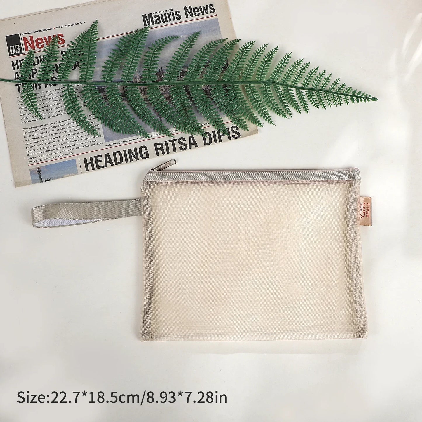 JIANWU Morandi Color Translucent Test Paper Storage Bag Mesh Pencil Case Creative Journal Material Student Supplies Stationery
