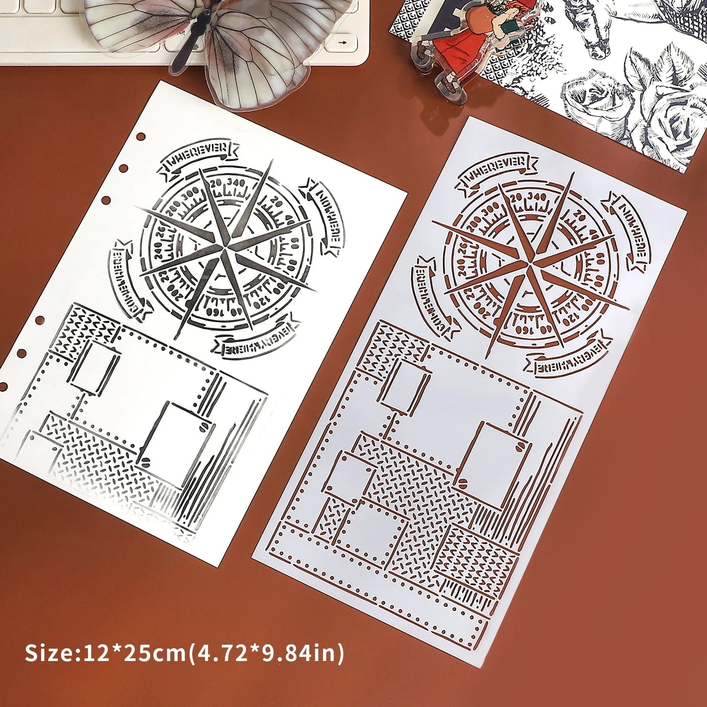 JIANWU Vintage Planetary Chart Symbol Border Flower Landscape Material Collage stamp Shading Board Creative Journal Stationery