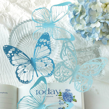 JIANQI 6 Pcs Hollow Butterfly Lace Material Paper INS Romance Butterfly Lace Collage Creative Handbook DIY Decorative Material