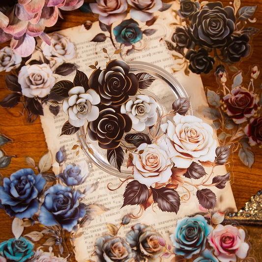 JIANQI 10 pcs/pack Large size Vintage INS rose Stickers Decorative Stick Labels Diary Album hand made Scrapbooking material