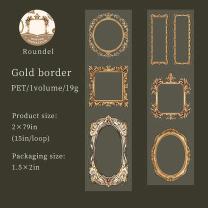 JIANQI 50mm*2m Border inspiration Tape INS Wreath Frame DIY Decoration scrapbooking Handbook Circulation Decal Stationery