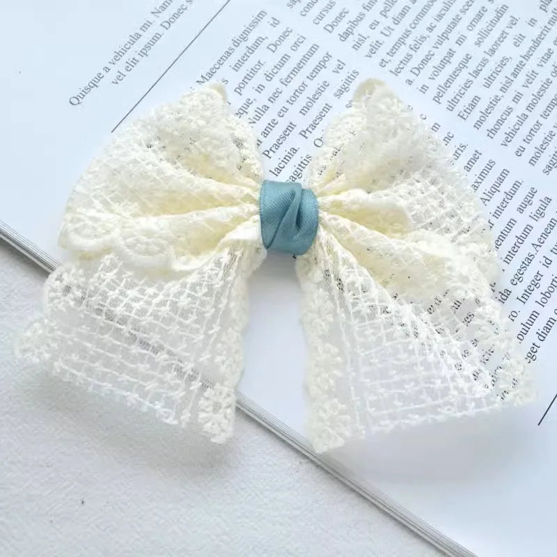 2 Yards Beige Mesh Gauze Bow Embroidery Lace Fabric Sewing DIY Wedding Decoration Gift Package Trim Headdress Accessories Crafts