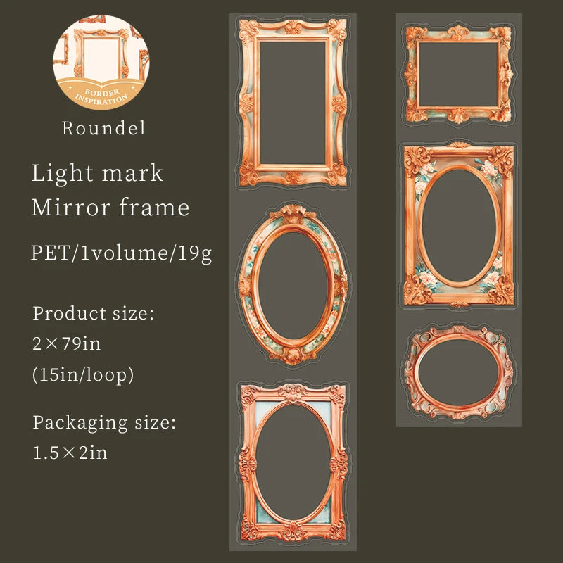 JIANQI 50mm*2m Border inspiration Tape INS Wreath Frame DIY Decoration scrapbooking Handbook Circulation Decal Stationery