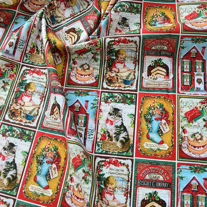 Newspaper Fabric Map Retro Vintage Digital Printed for Handmade DIY Sewing Accessories