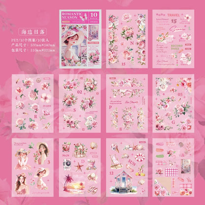 JIANQI 10 pcs PET Die cut Stickers book Romantic plants flowers Decor handmade Craft Material Diary Album Scrapbooking Supplies