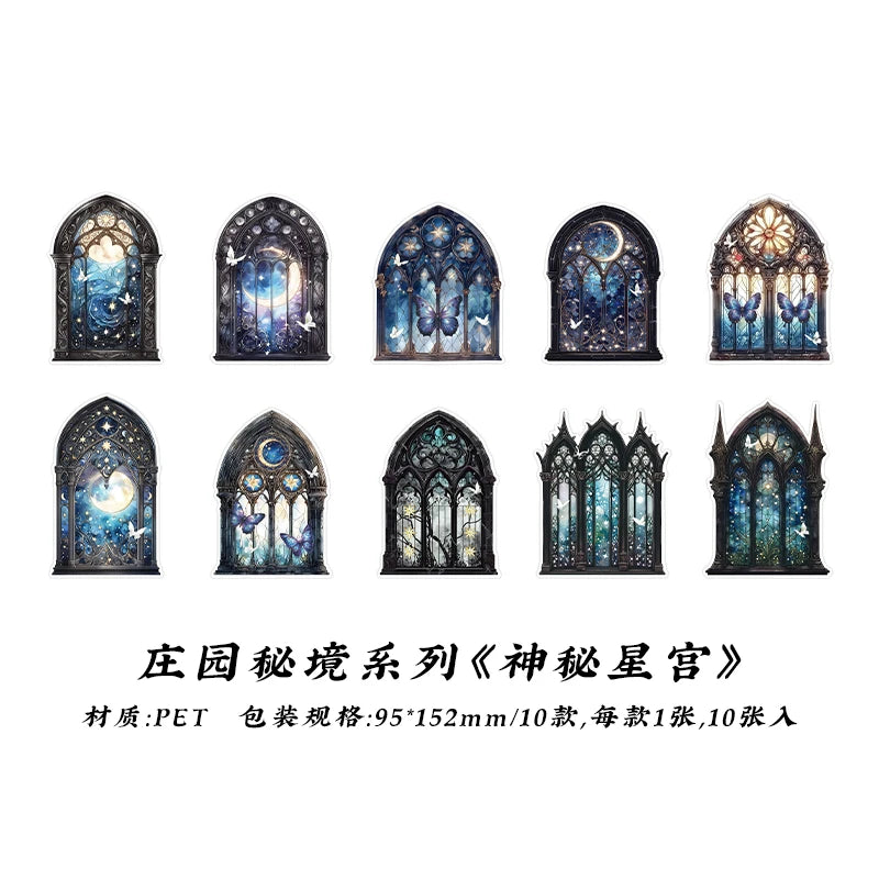 10pcs Flowers Window Sticker PET Materials Collage Junk Journal DIY Scrapbooking Supplies Aesthetics Decor Sticker