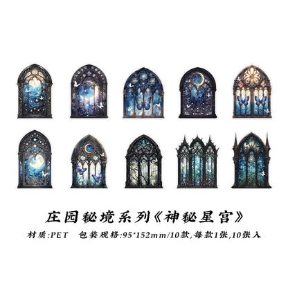 10pcs Flowers Window Sticker PET Materials Collage Junk Journal DIY Scrapbooking Supplies Aesthetics Decor Sticker