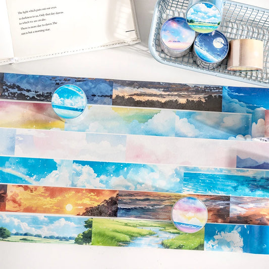 JIANQI 30mm*2m Sky and Sea landscape Tapes DIY Scrapbooking Decor Photo Album Collage Journalling Materials Stickers
