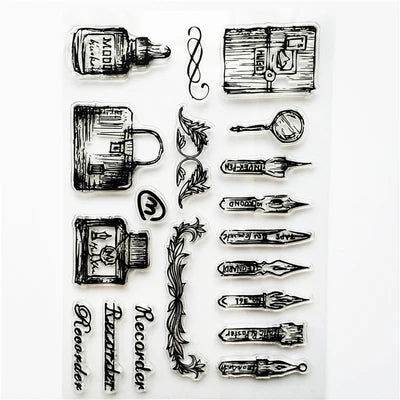 JIANWU 1 Pcs Transparent Silicone Seal Retro Stamp Aircraft Tower Building Clear Stamps Office Supplies Stamps DIY Stationery