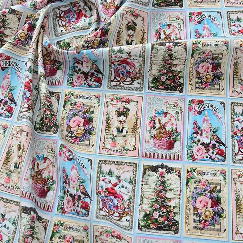 Newspaper Fabric Map Retro Vintage Digital Printed for Handmade DIY Sewing Accessories