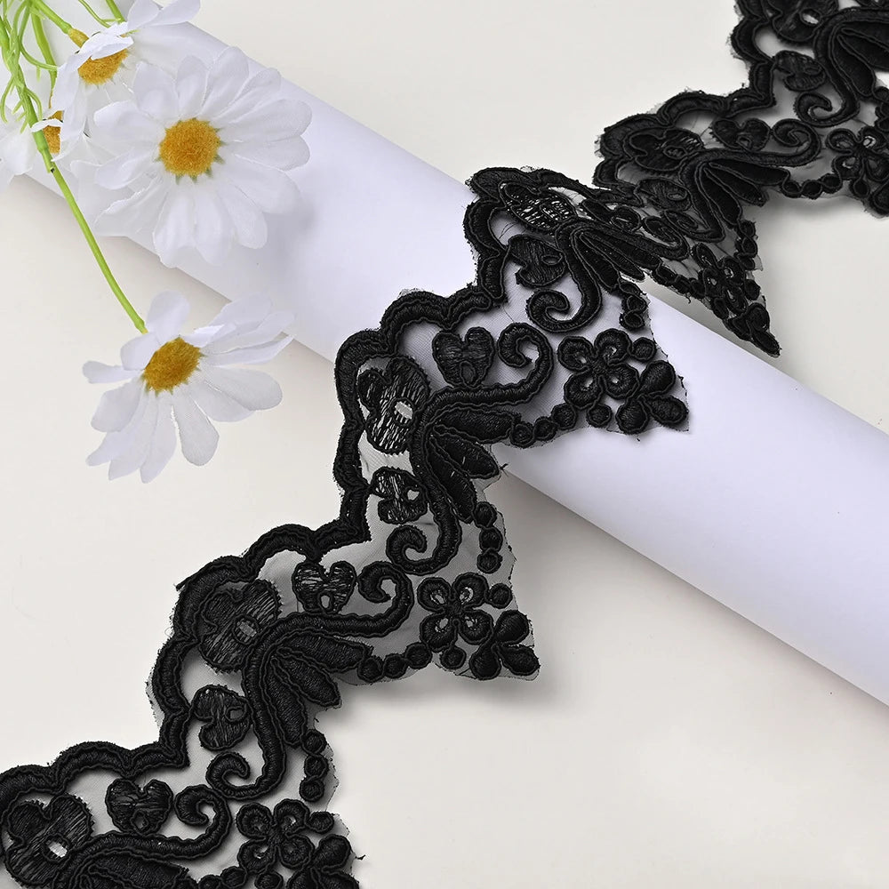 1Yard Lace Trim Wedding Dress Veil Sequins Lace Fabric  Costume Accessories 9.2cm Wide