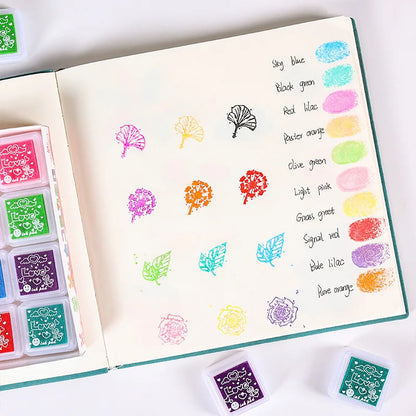 3cm*3cm 12/24Colourful Pads Multi-colored Stamp Pads Creative Rainbow Inkpad Rubber Stamp Oil for DIY Craft Scrapbooking Ink Pad
