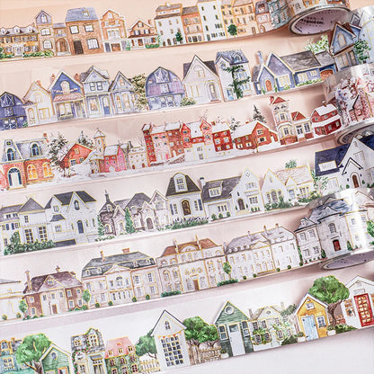 JIANQI 40mm*2m PET Tapes Rural houses DIY Scrapbooking Decor Photo Album Collage Junk Journal Materials Aesthetics Stickers