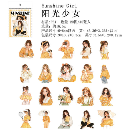 JIANQI 40 Pcs Large size Beautiful Girl Stickers hand tent DIY Stick Labels Scrapbooking Material Junk Journal Supplies