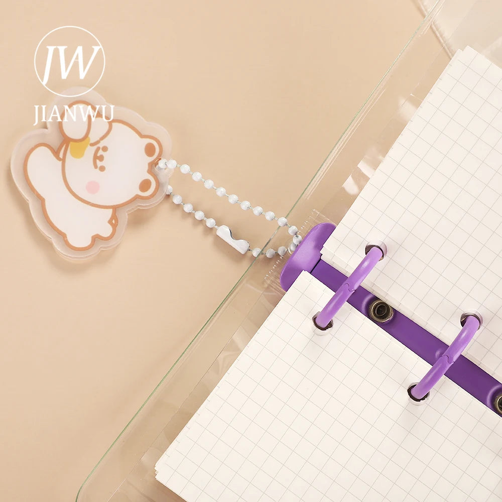 JIANWU Cute Mini 3 Ring Loose-leaf Book Transparent Portable Student Journal Binder Notebook Kawaii Stationery School Supplies