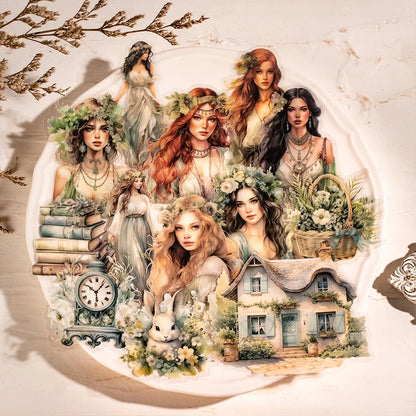 JIANQI 30pcs/pack Bohemian girl PET Stickers DIY Scrapbooking Decor Photo Album Creative Stationery Collage Materials Stickers