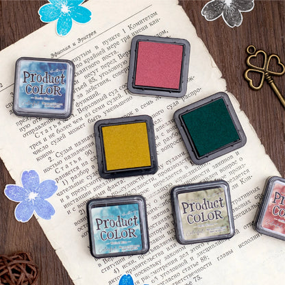 6 Pcs Colorfull Multicolor Ink Pad Set Student Planner Handmade Self Ink Stamp Inkpad School Accessories Stationery Supplies