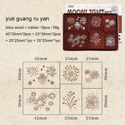 JIANWU 6 Pcs/box The Seal of Elegance Series Vintage Material Collage Wooden Stamp Creative Journal Student Supplies Stationery