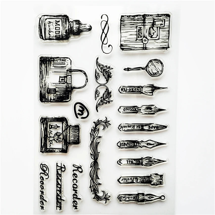 JIANWU 1 Pcs Transparent Silicone Seal Retro Stamp Aircraft Tower Building Clear Stamps Office Supplies Stamps DIY Stationery