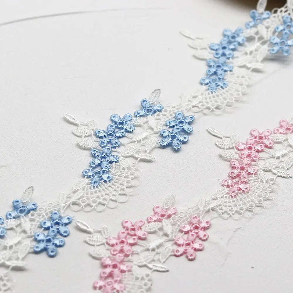1 Yard Fine Line Pink Blue Water Soluble Embroidery Lace DIY Clothing Accessories