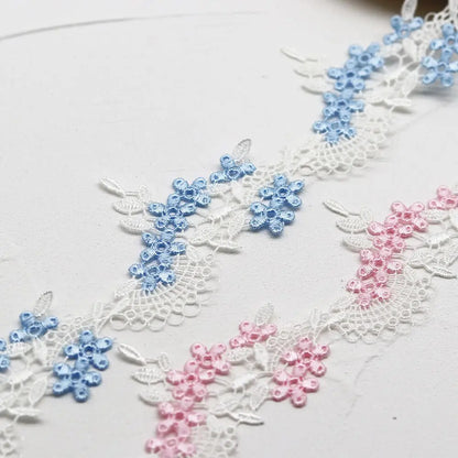 1 Yard Fine Line Pink Blue Water Soluble Embroidery Lace DIY Clothing Accessories