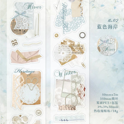 JIANQI 50mm*2m 1pc PET Tape Stickers Creativity Scrapbooking Hand Account Adhesive hand made Diy Junk Journal Craft Supplies
